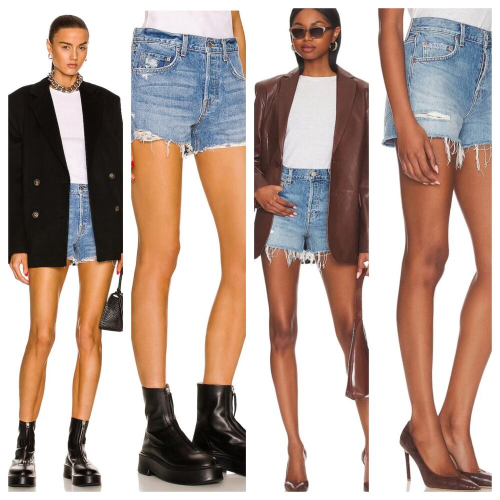GRLFRND Hayden Low Rise Boyfriend Short Shorts Denim Bowery 26 Blue Distressed